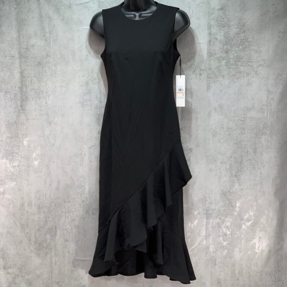 Calvin Klein Black Sleeveless Ruffled Hem High/Low
